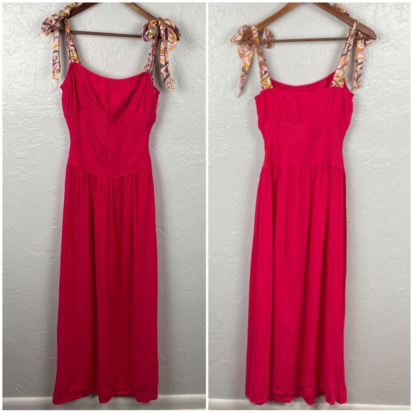 Free People romantic Santorini pink Linen blend Maxi Dress, fits like XS - Picture 3 of 12